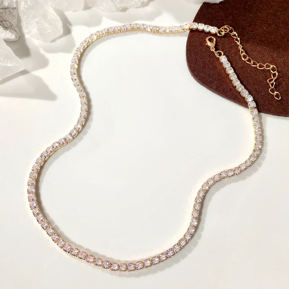 Cursive Letters Cubic Zirconia Chain Intial Name Necklace Hip Hop