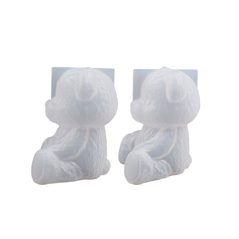 Diy Smiling Teddy Bear Silicone Candle Mold 3D Animal Soap Resin Craft Plaster Making Kit Handmade Ice Cube Mold Home Decor Gift