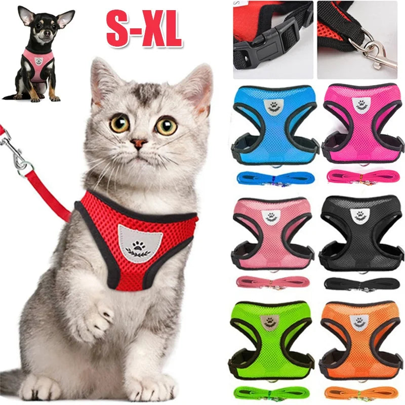 Reflective Breathable Mesh Dog Harness with Leash