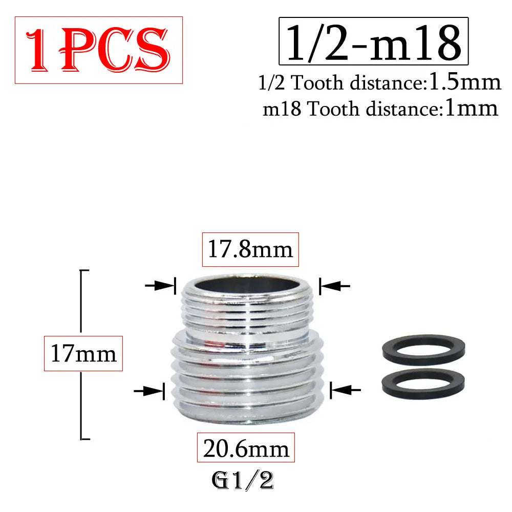 Brass 1/2 x M16 M18 M20 M22 M24 M28 Thread Connector Silver Faucet Joints Water Purifier Accessory Kitchen Water Tap Adapter