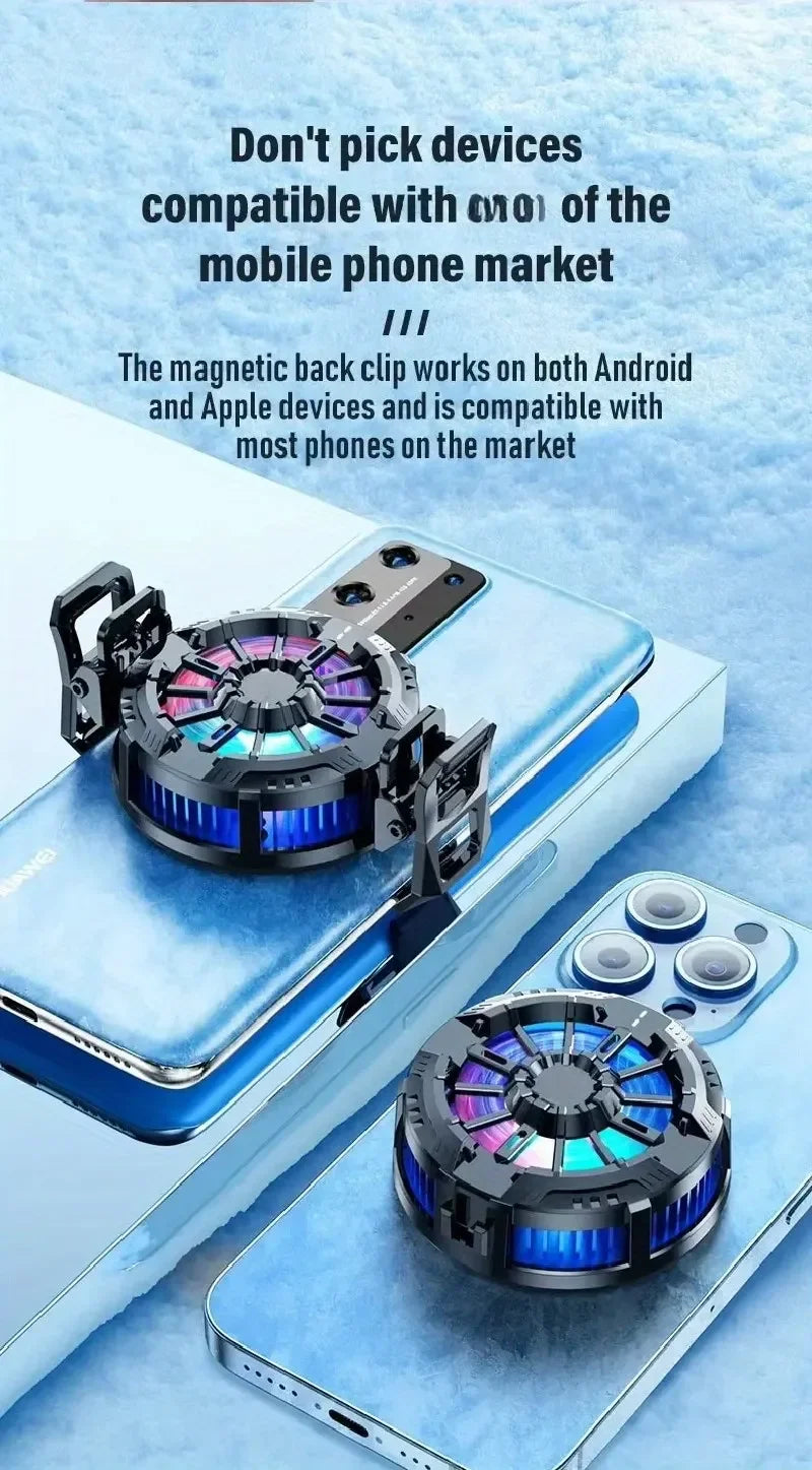 Coooler Fan Magnetic Wireless Charger Phone Back Clip Radiator RGB Light For Magsafe iPhone 16 15 14 13 12 Pro Max Fast Charging