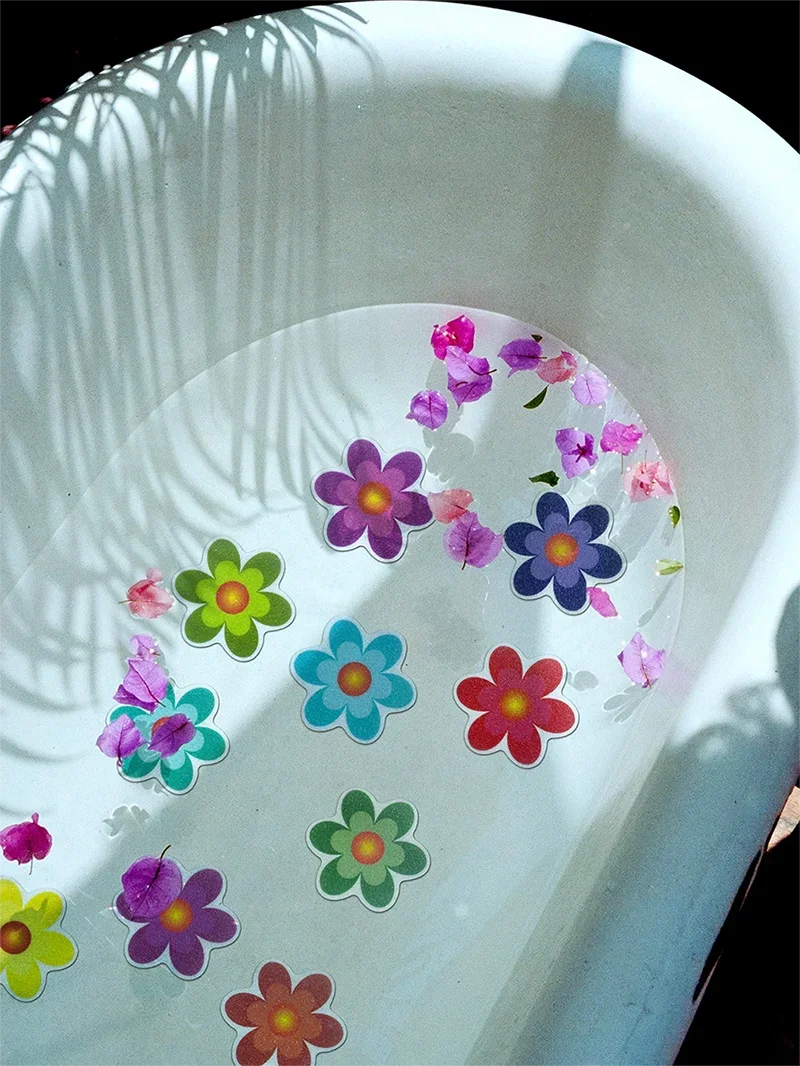 10pcs Cartoon Pattern Bathroom Bathtub None Slip Stickers Staircase Floor EPDM Mat Kids Room Self-adhesive Anti-skid Sticker