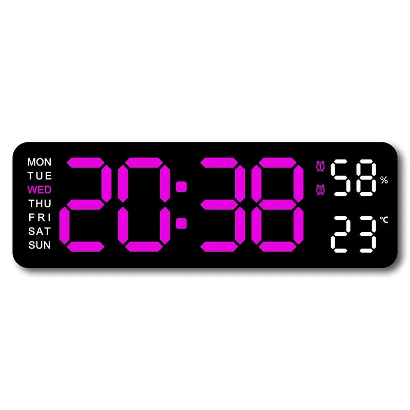 Hot 9 Inch Large Digital Wall Clock USB Powered TEMP Humidity Week Auto Dimmer DST Table Clock 12/24H Electronic LED Alarm Clock