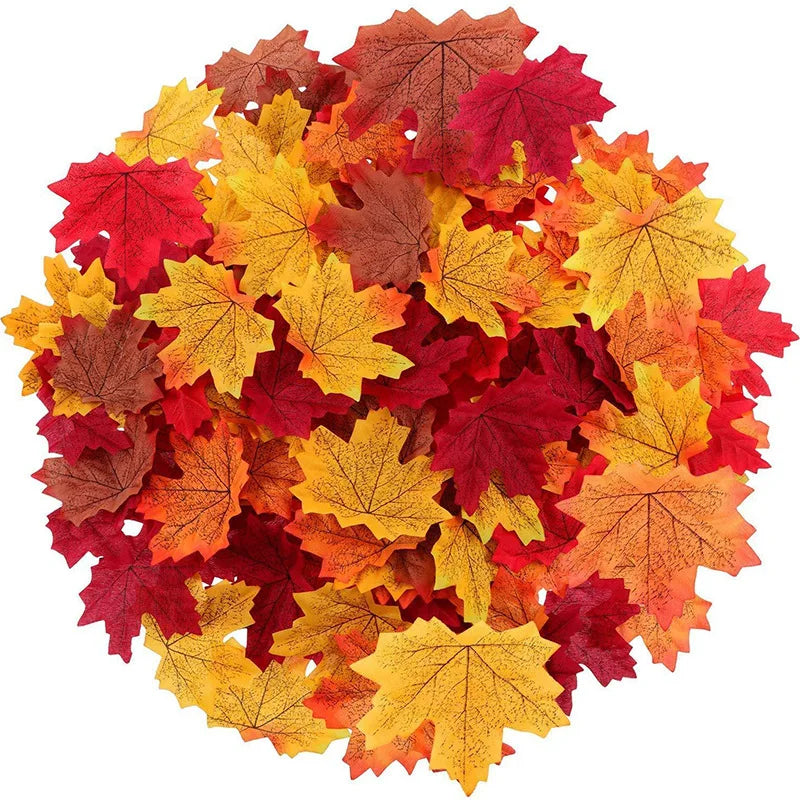 50/100/200Pcs Artificial Maple Leaves Autumn Silk Fall Leaf