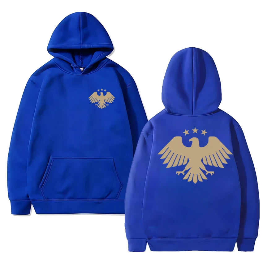 Autumn Winter Men women harajuku black Sweatshirt Eagle of Syria Double Sided Graphic Hoodie Unisex Fleece Long sleeve pullovers
