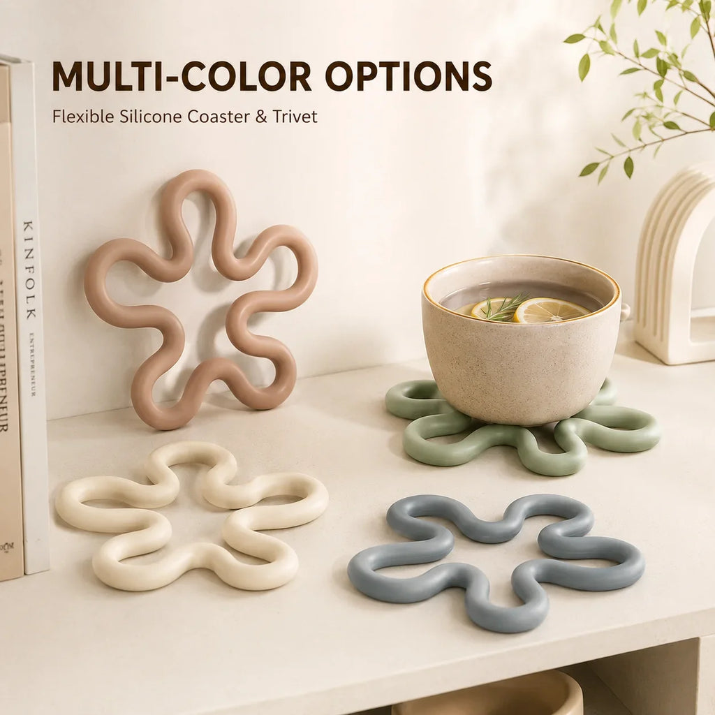 Silicone Drink Coaster Geometric Heat-Resistant Non-Slip Cup Mat for