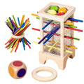 Wooden Stick Board Game Parent Child Interaction Montessori Wooden Toys, 4-sided Acrylic Cylinder Game, Stick Picking Game