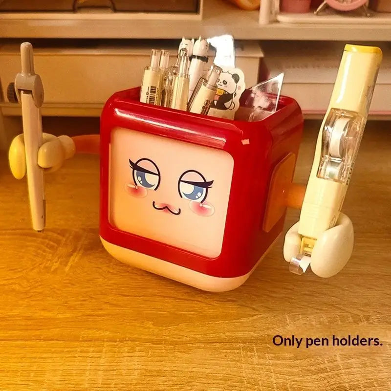 Creative Big Eyes Pencil Holder With Hook Table Stationery Storage Box Pen Holder Rack Student Children Girls Desk Organizer