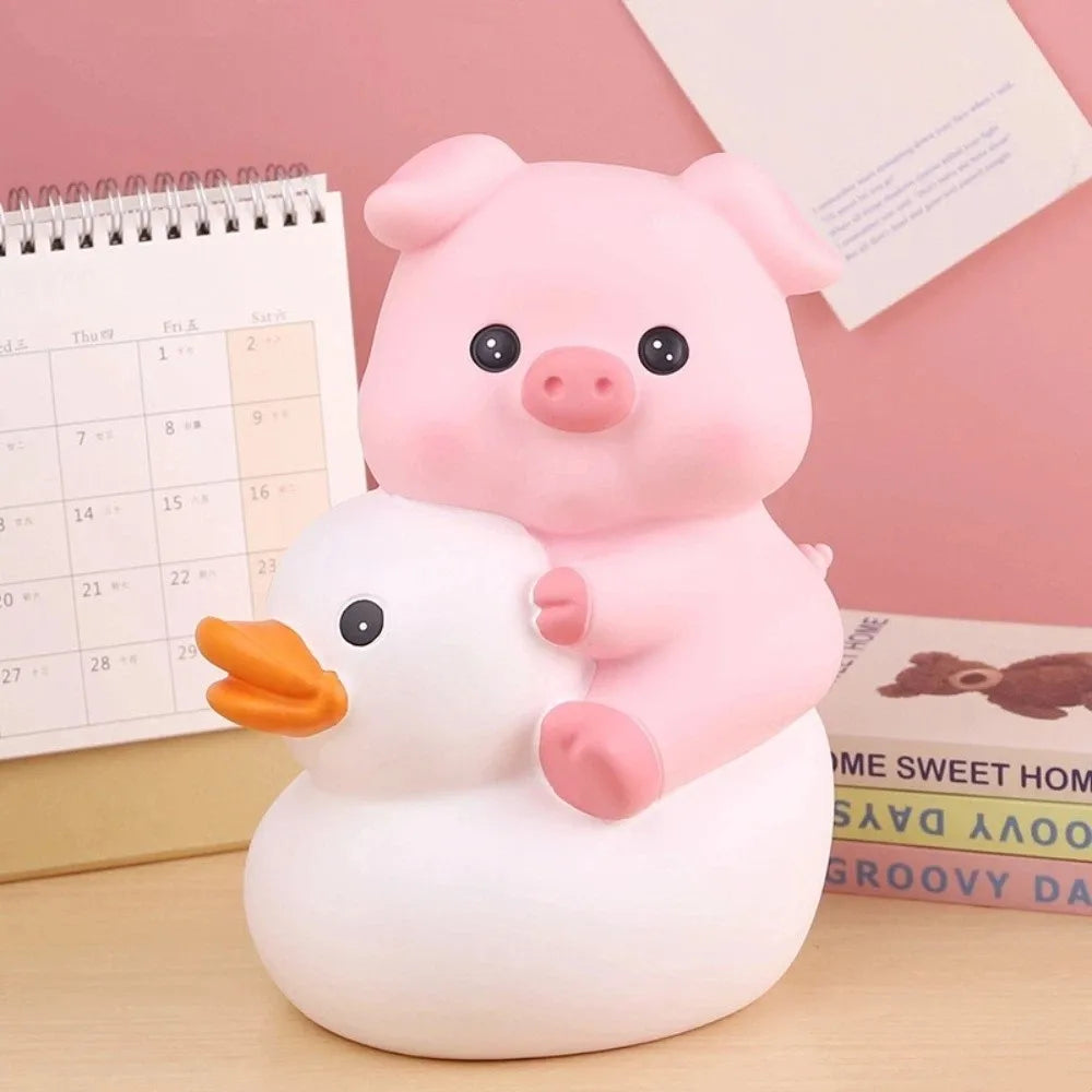 Decorative Vinyl Pig Vinyl Piggy Bank Animal Pig Duck Riding Pig Money Jar Good Luck Fall Protection Coin Saving Box Home