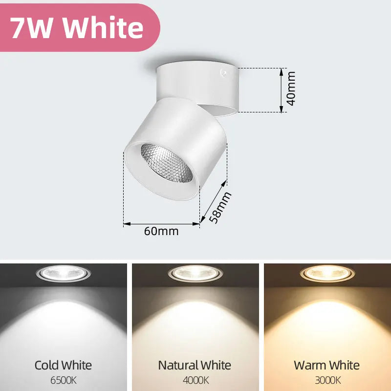 Led Down light 3 Color Ceiling Foldable  DownLight 20W 12W 7W 10W 15W Spotlight Light  for Kitchen Home Decor Surface Mounted