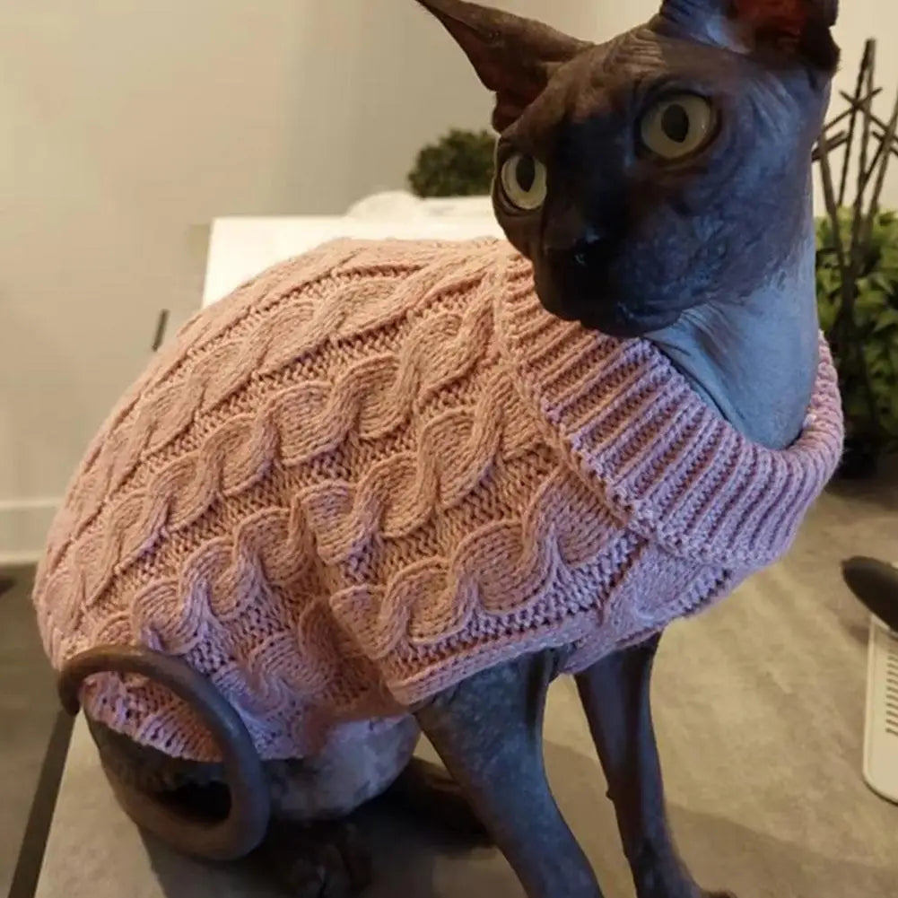 New Pet Small Pet Dog Clothes Sweater Fashion Autumn Winter Solid Fried Dough Twists Knitting Warm Comfort Clothing Wholesale