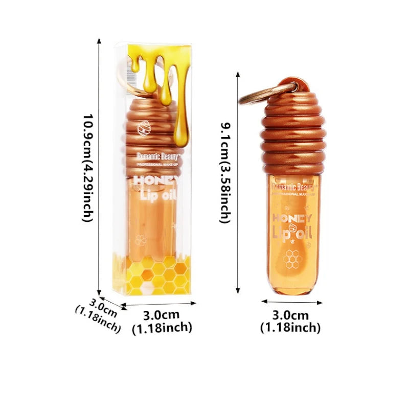 Honey Lip Oil Essence Moisturizing Lip Gloss with Keychain