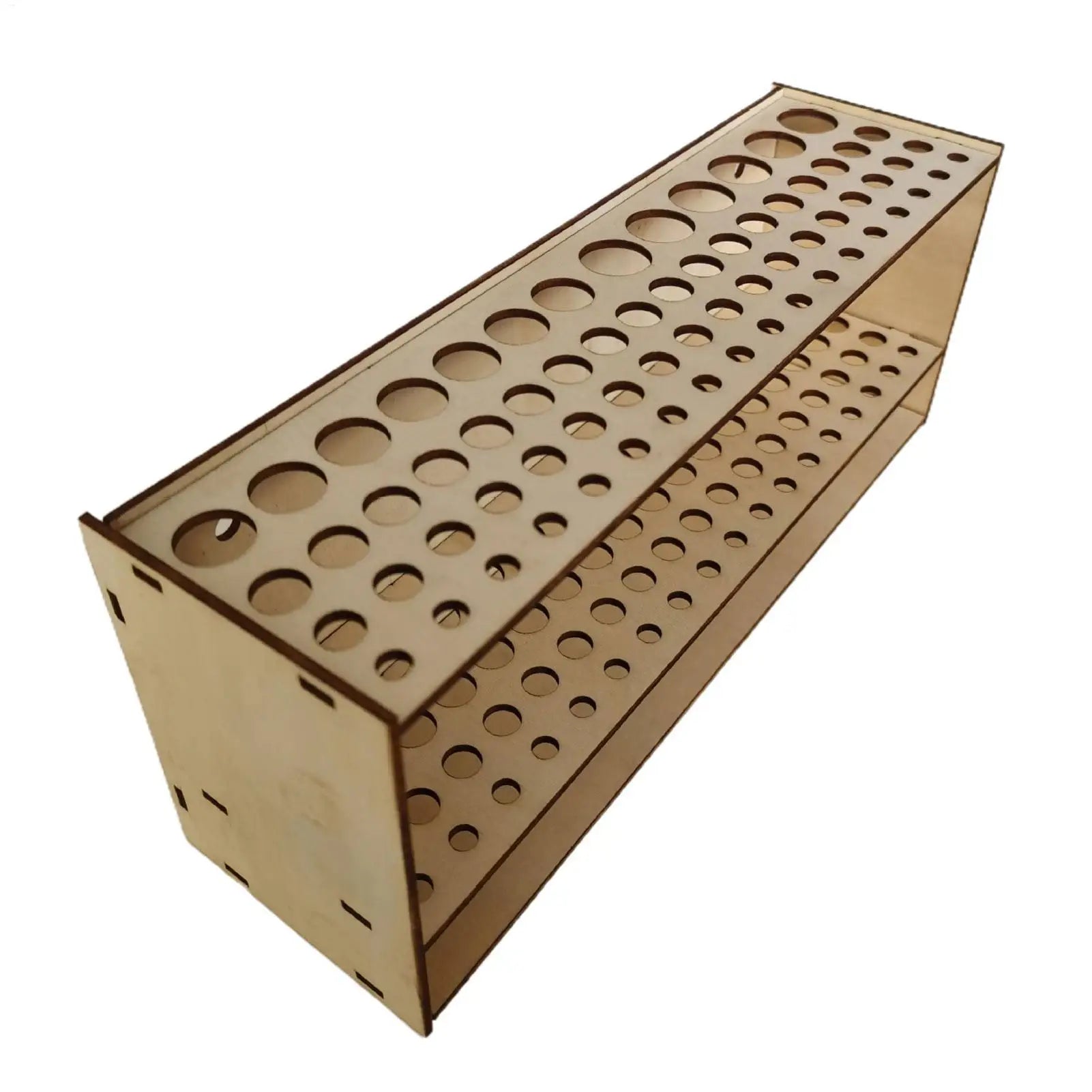 25CM Wall Wooden Brush Holder 67-Slot Premium Double-layer Durable Artist Desk Organizer Pencil Paint Brushes Storage Art Craft