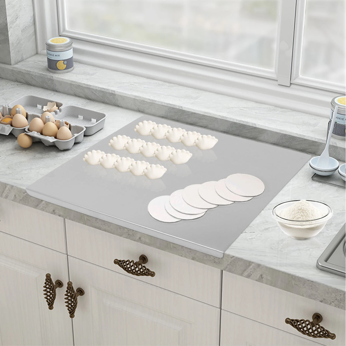60x50cm Stainless Steel Chopping Board with L-Shaped Folded Edge