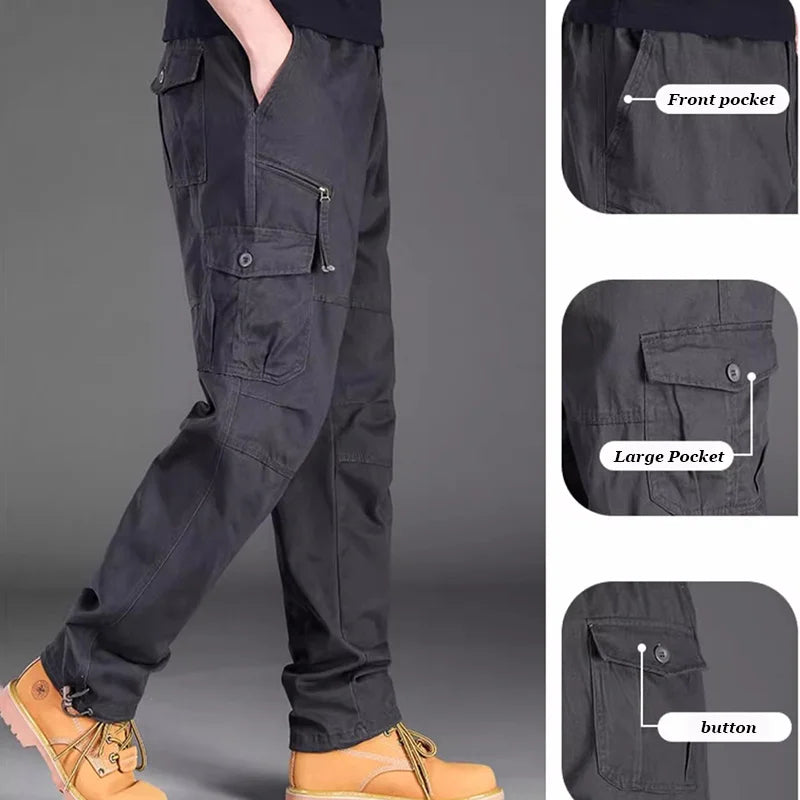 Men's Tactical Casual Pants New Elastic Waist Cargo Trousers