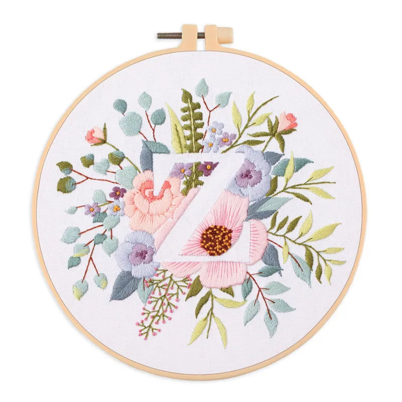 Embroidery Kit for Christmas DIY Wreath Printed Pattern Flower Cross Stitch Set Needlework Hoop Handmade Sewing Art Craft Kit