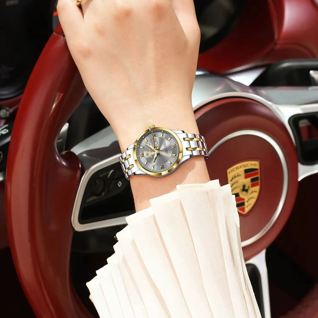 POEDAGAR Luxury Fashion Woman Watch Luminous Waterproof Stainless Steel