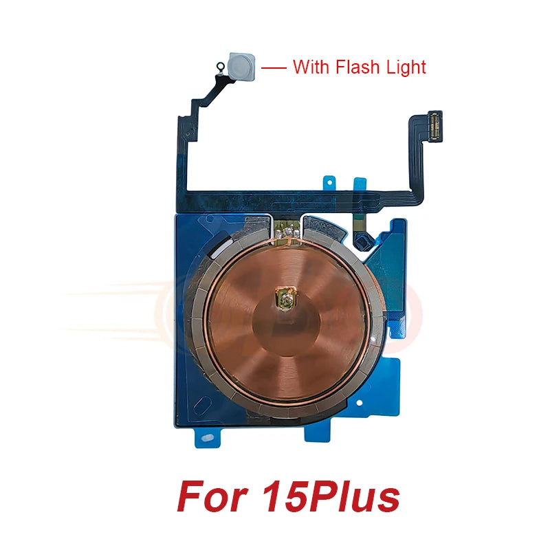 Wireless Charging Coil Sticker With Flash light Flex Cable For iPhone 14 15 16 Plus Pro Max Promax Wireless Charger Repair (1PC)