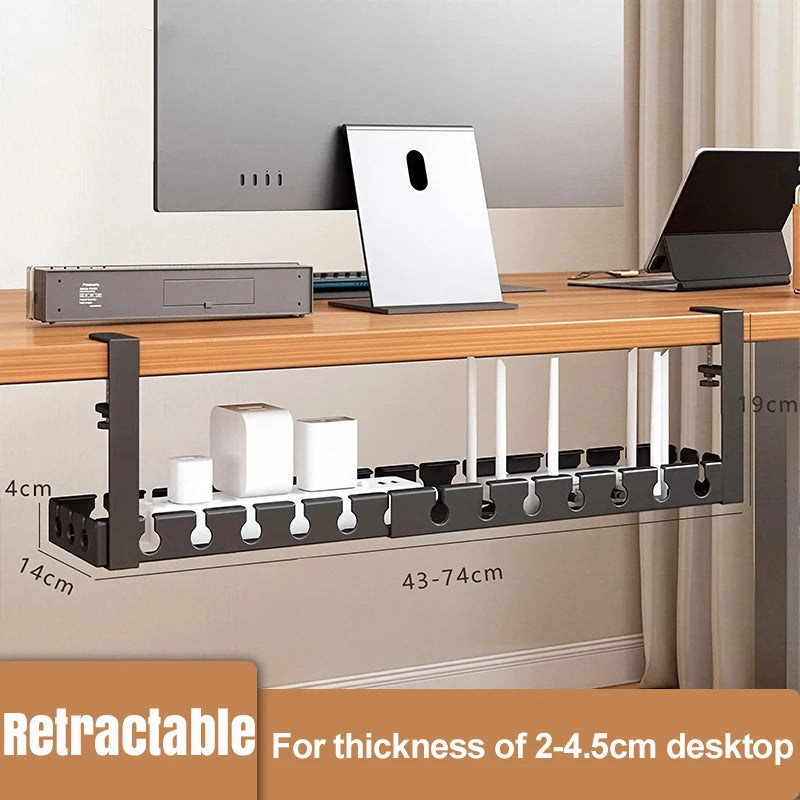 Under Desk Cable Management Metal Extendable Cable Wire Organizer Racks No Punching Strip Cord Holder Home Storage Accessories