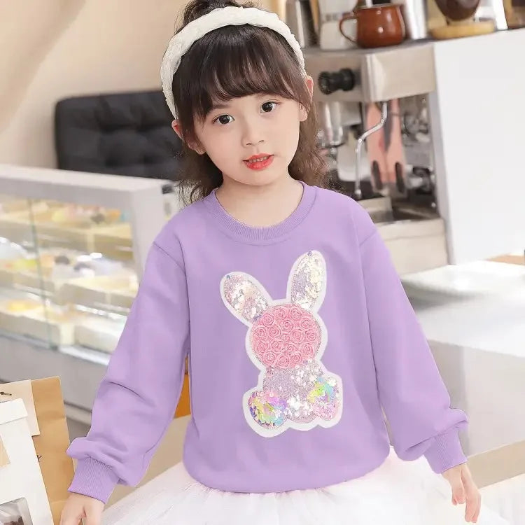 Cute Cat Baby Girls Hoody Sweatshirt Toddler Kids Cotton Sequins Cartoon Sweater Children Spring Autumn Clothes Tops