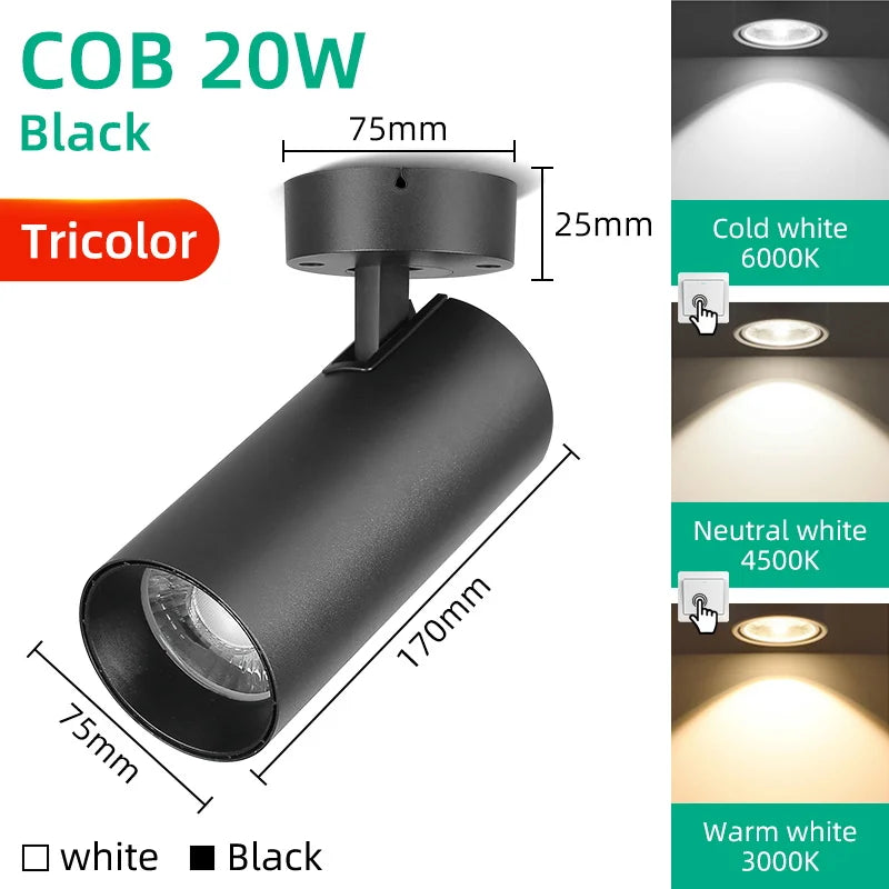 Led Down light 3 Color Ceiling Foldable  DownLight 20W 12W 7W 10W 15W Spotlight Light  for Kitchen Home Decor Surface Mounted