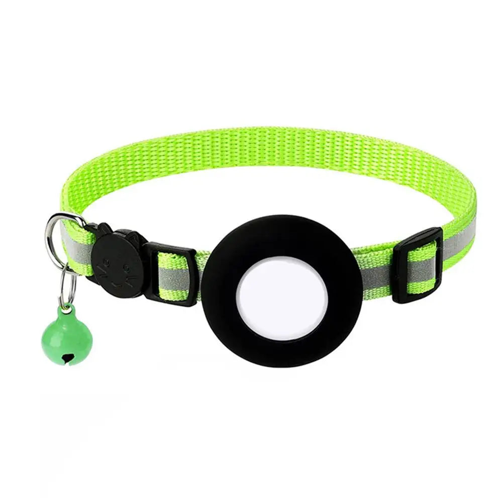 Pet Cat GPS Protective Sleeve With Bell Cute Reflective Cat Collar Address Night Tracking Cover Anti-Lost Cat Necklace