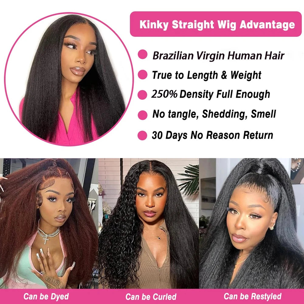 Glueless Kinky Straight Lace Front Wig
