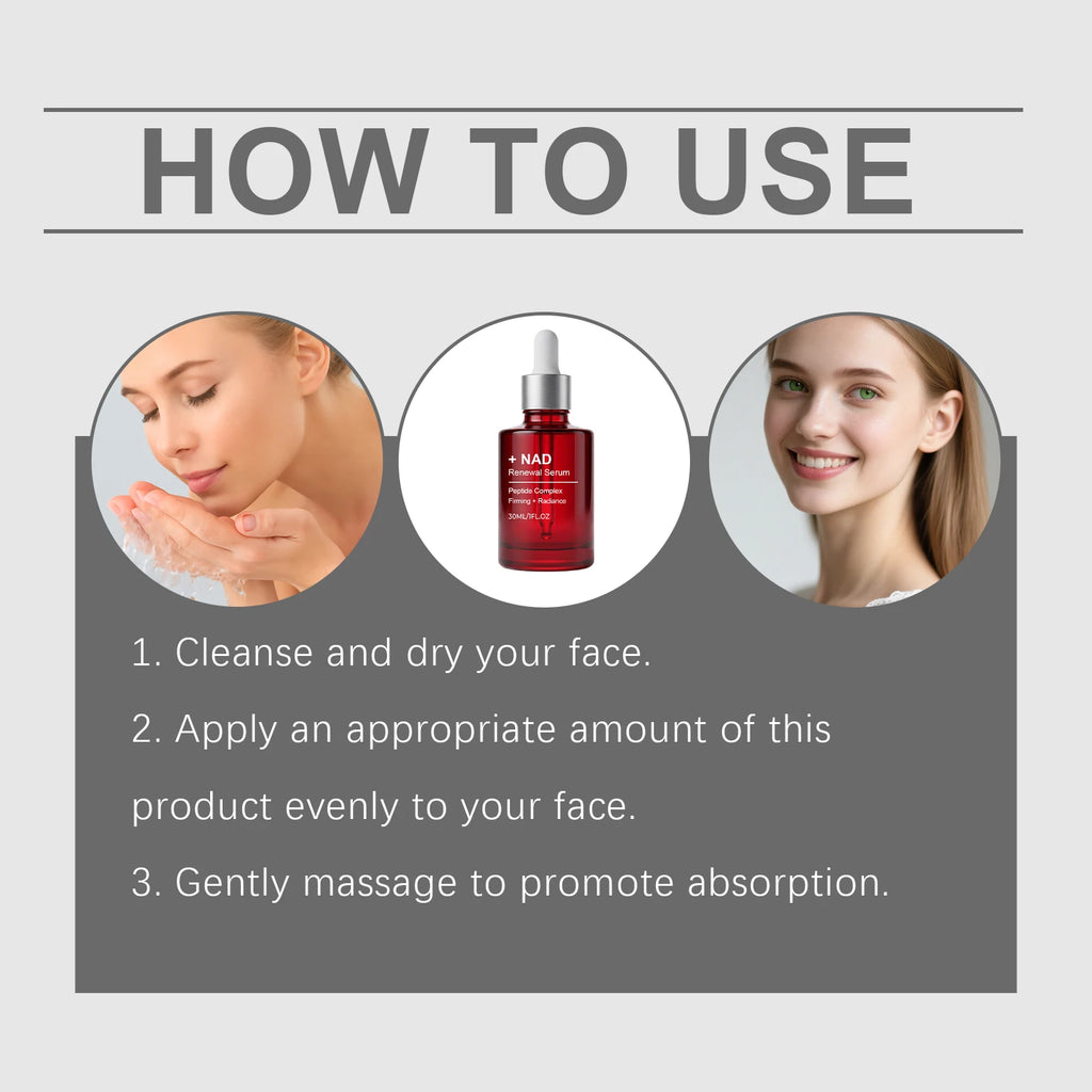 2Pcs  NAD+ Facial Firming&Reversing Serum for Face and Neck, Korean NAD Renewal Serum, Collagen Extract & Peptides Facial Serum, Anti-aging Reduces Wrinkles & Fine Lines, Looking Radiant Skin