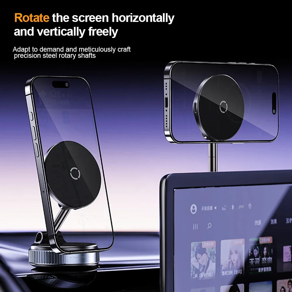 New Magnetic 15W Wireless Charger Car Phone Holder 360 Degree Rotation Foldable Suction Cup Navigation Phone Holder Bracket