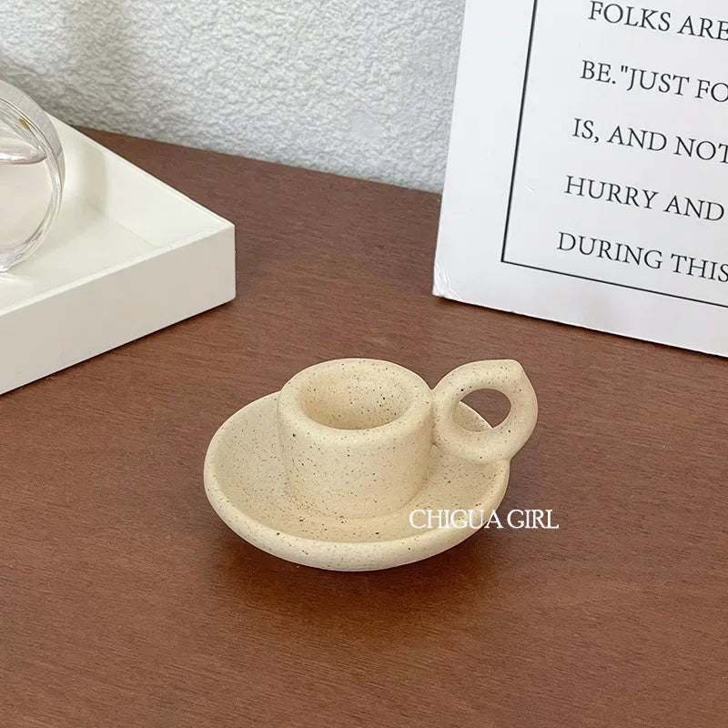 Ceramic Candle Holder Retro Plain Ceramic Aromatherapy Candlestick Photo Props Nordic Home Decoration Ornament