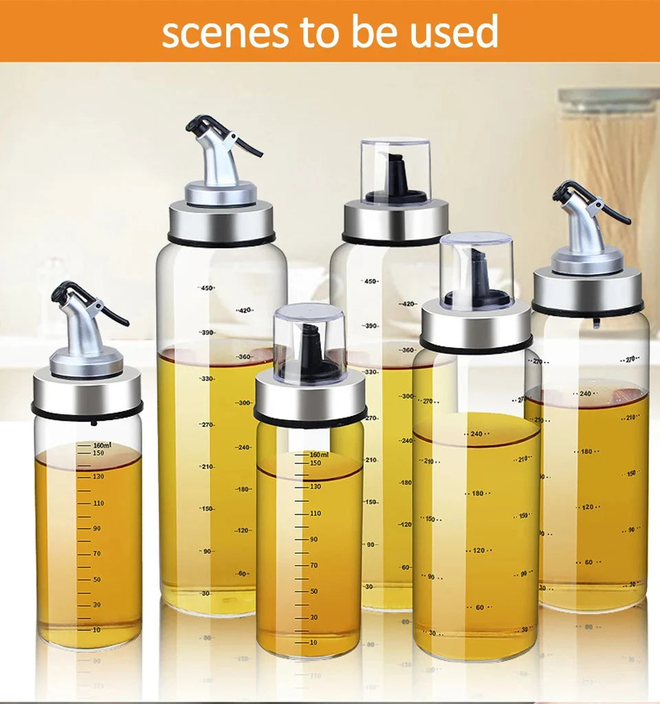 180/300/500ml Cooking Seasoning Oil Bottle Sauce Bottle Glass Storage Bottles for Oil and Vinegar Oil Dispenser For Kitchen