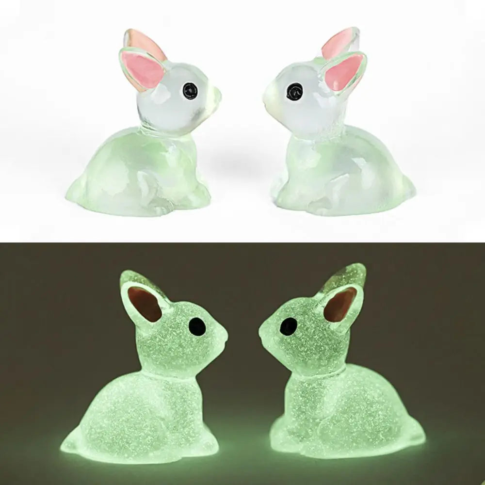 1PC DIY Cute Luminous Bunnies Microlandscape Gardening New Mini Rabbit Ornaments Home Decor Fairy Miniature Figurines