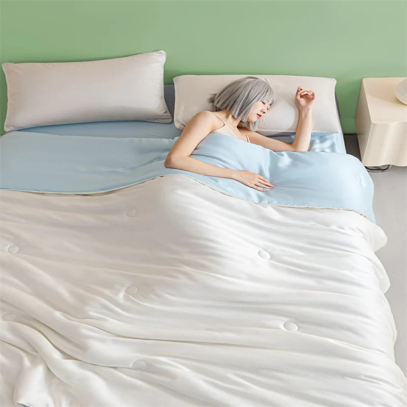 New Cooling Sensation Summer Duvet Brings Coolness Washed Ice Silk Blanket Instant Cool Quilt All Ages Silky Touch Comforter Set