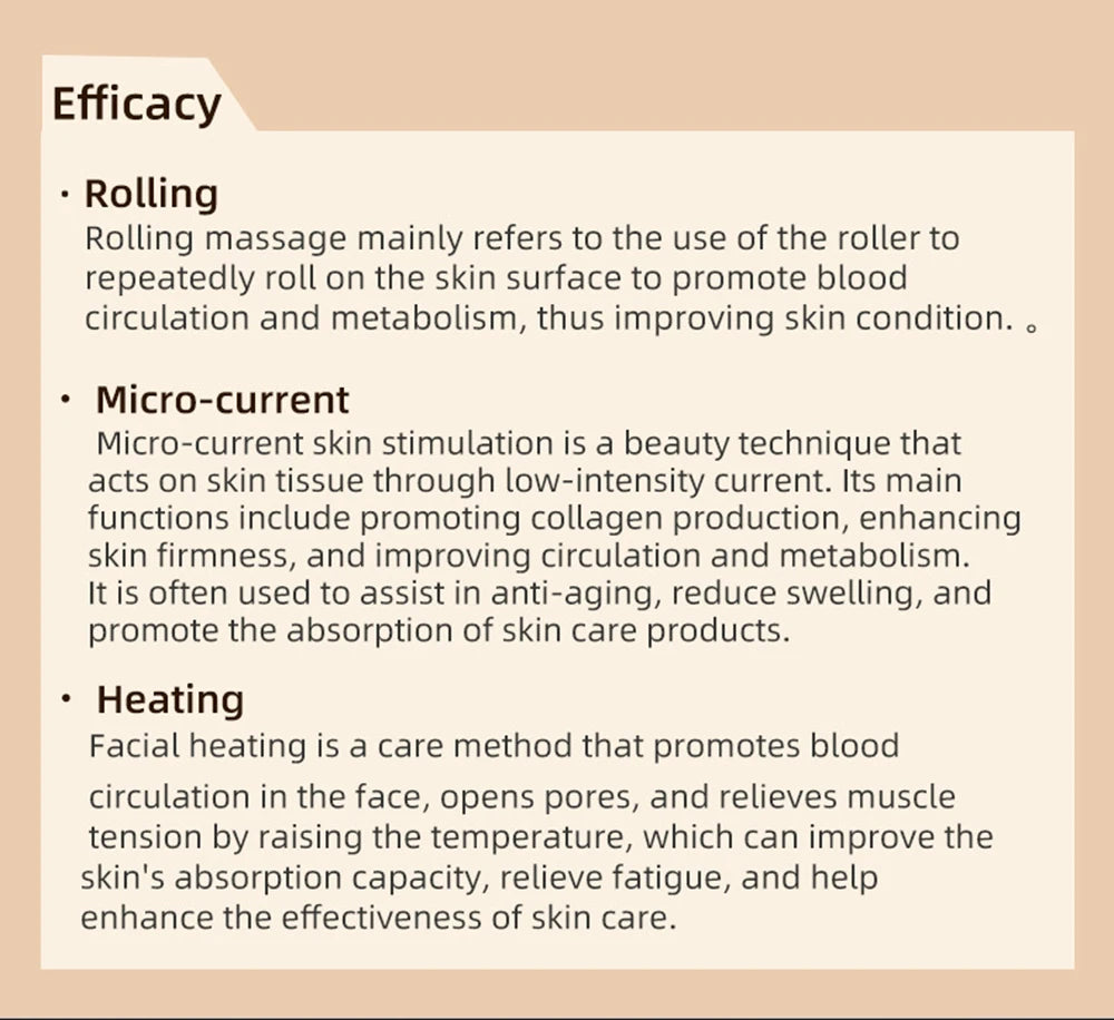 New Arrival 3D Electric 360 Rotation Roller Face Lifting Machine Heating Roller EMS Facial Vibrator Body Massager Skin Care Tool