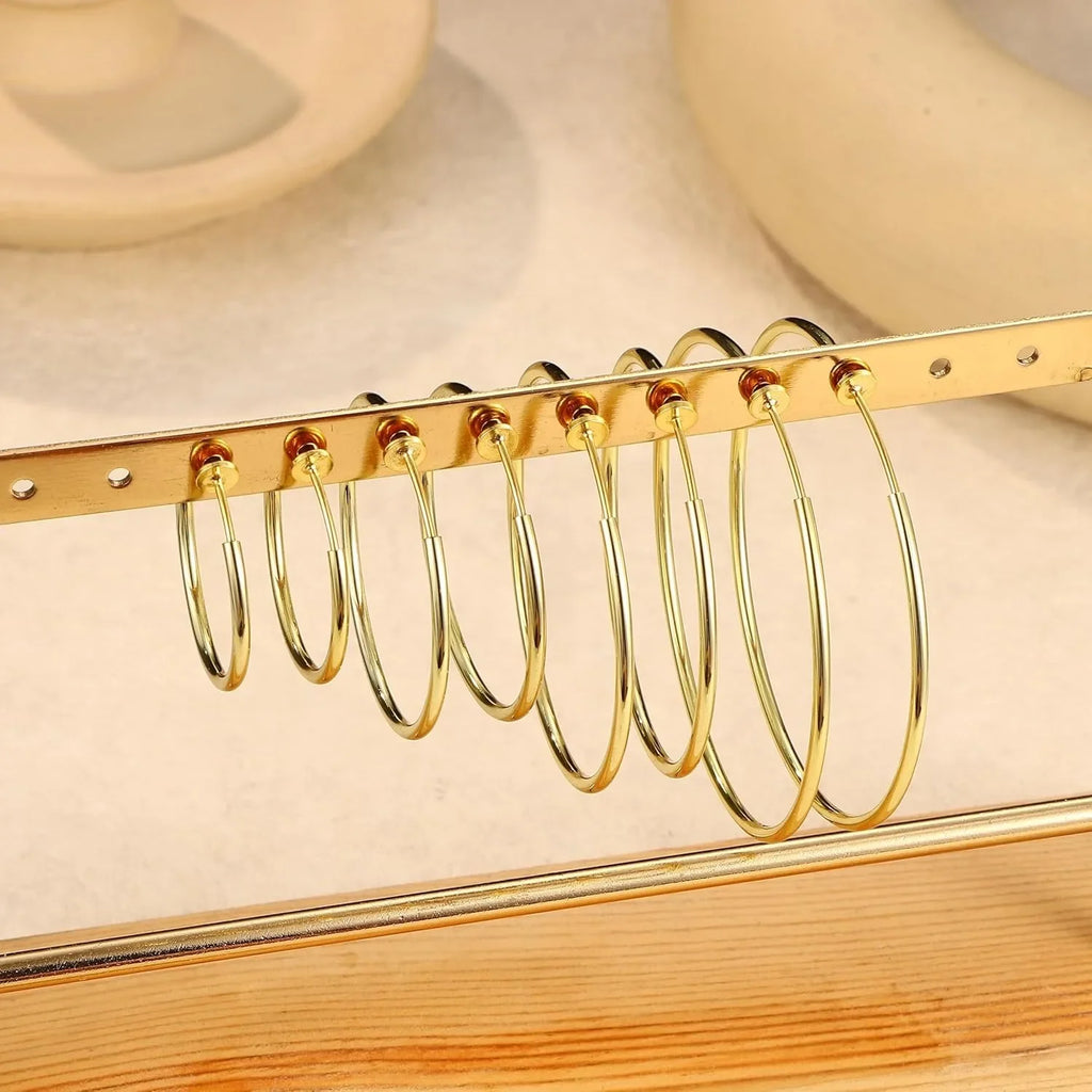 4Pairs Stainless Steel Clip on Hoop Earrings for Women Fake Hoop