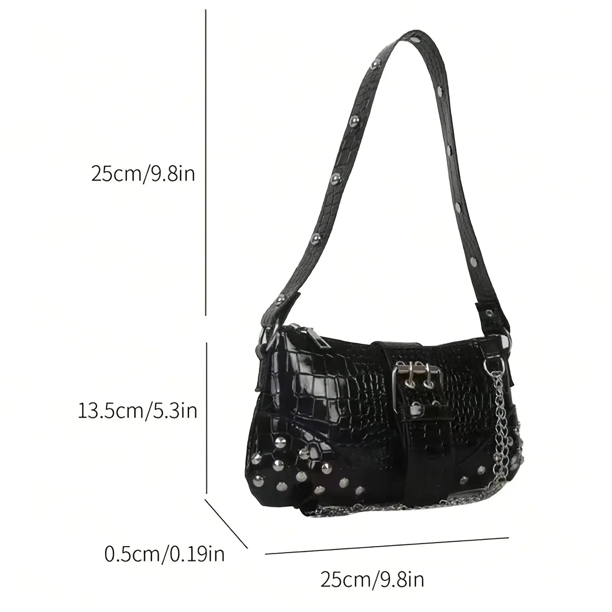 Women'S Y2K Punk Rivet Crossbody Bag - Metal Tassel Chain Shoulder