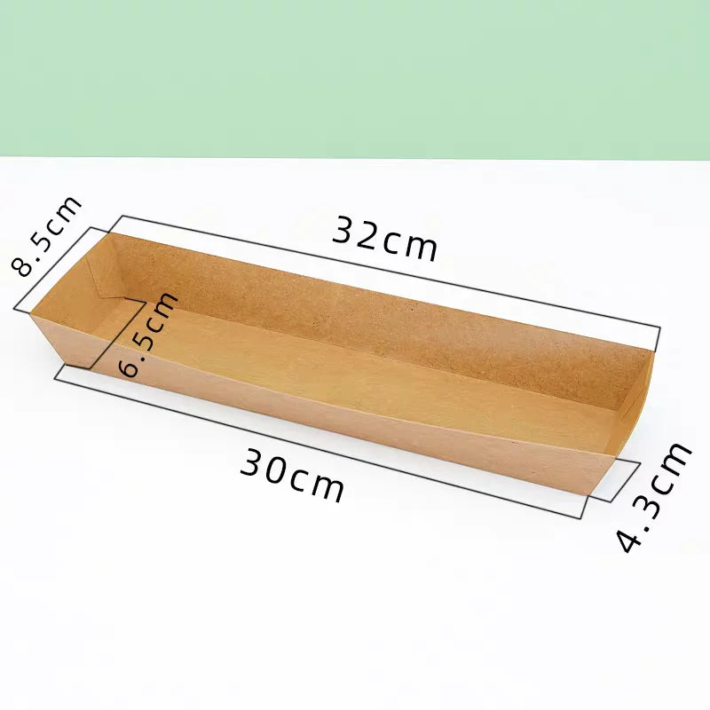 100pcs French Fries Packaging Paper Box Disposable Long Potato Chips Snack Baking Food Packing Holder