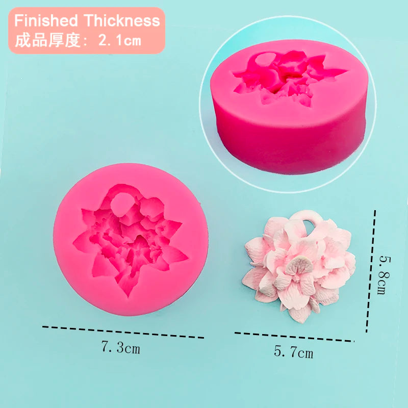 3D Hydrangea Moulds Plaster Work Clay Resin Art Soft Silicone Fondant Flowers Chocolate Mold Soap Cake Decoration Baking Tool