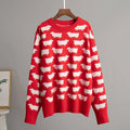 Sheep Printing Elegant Women Sweater Warm Knitted Classic O-Neck Pullover Tops 2024 Autumn Winter Long Sleeve Streetwear Sweater