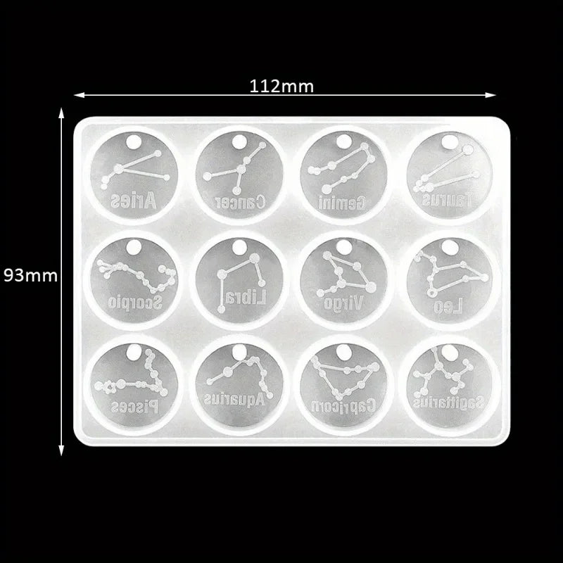 12 Zodiac Constellation Resin Molds Round Star Zodiac Sign Epoxy Silicone Casting Mould for DIY Jewelry Crafts Making Supplies