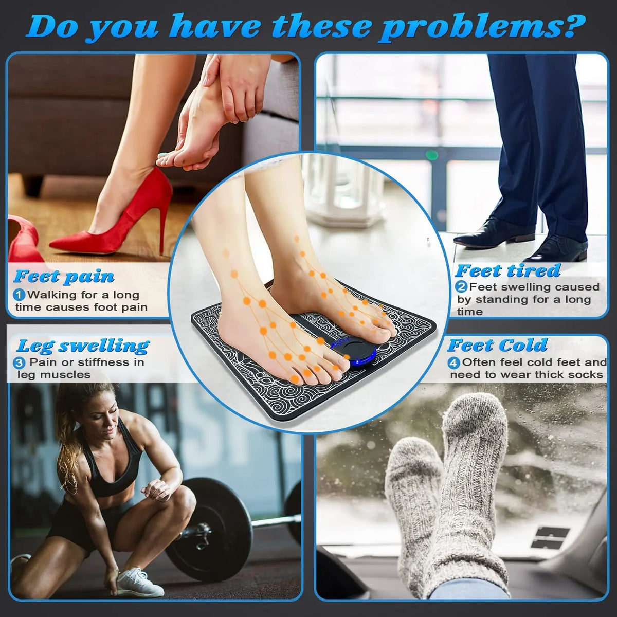 EMS Foot Massager Mat Electric TENS Feet Massager Pad