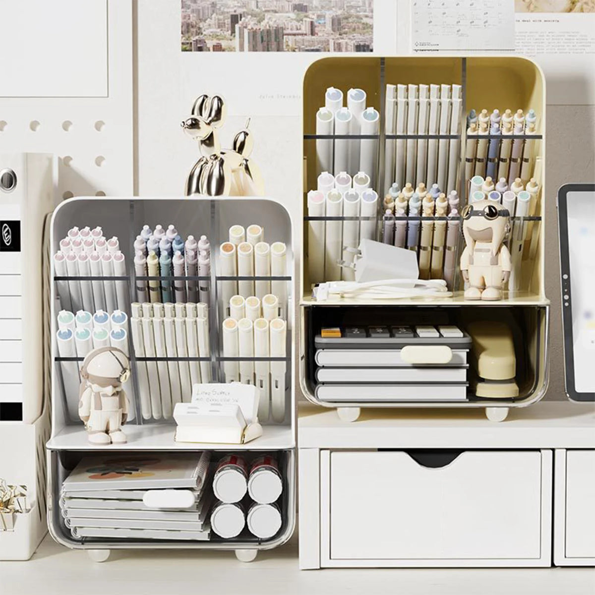 Clear Desk Organizer Pen Holder Multi-layer Pencil Storage Box