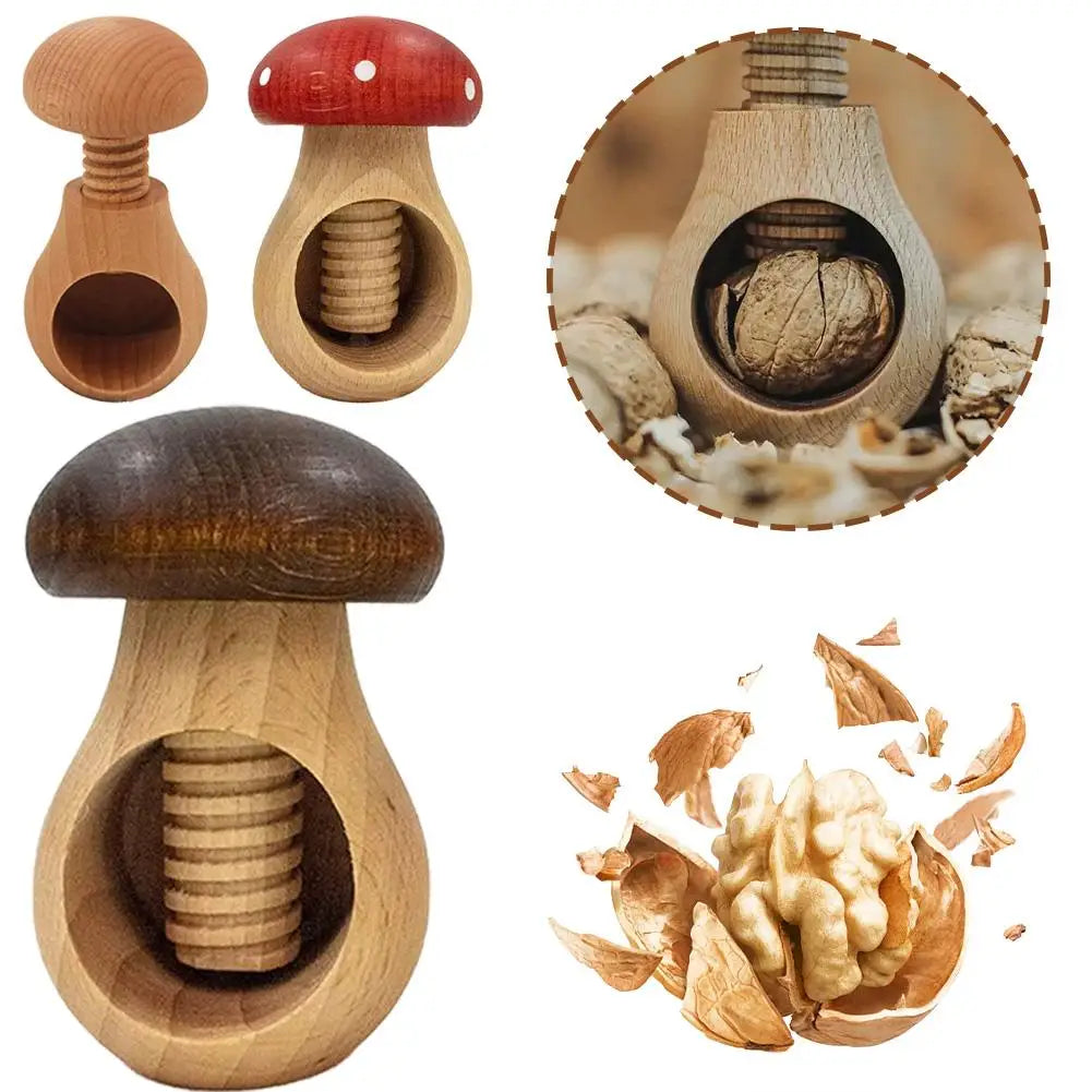 Mushroom Shaped Nut Cracker Wooden Walnut Opener Walnut & Hard Shell Nut Opener Tool For Kitchen