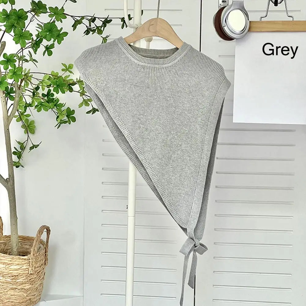 for Blouse Knitted Shawl Vest Solid Color Warm Triangle Beveled Edge Vest Clothing Accessories Polyester