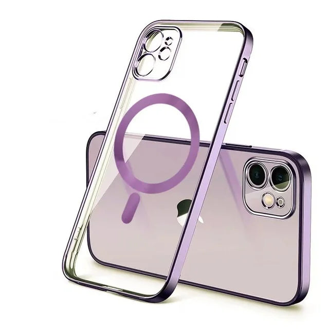 Luxury Plating Silicone Magnet Case For iPhone 14 13 12 11 Pro Max 12 13Mini Wireless Charger Magsafing Electroplate Soft Covers