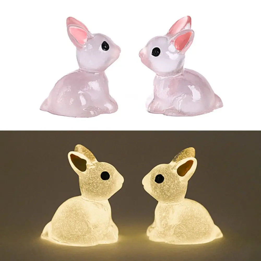 1PC DIY Cute Luminous Bunnies Microlandscape Gardening New Mini Rabbit Ornaments Home Decor Fairy Miniature Figurines