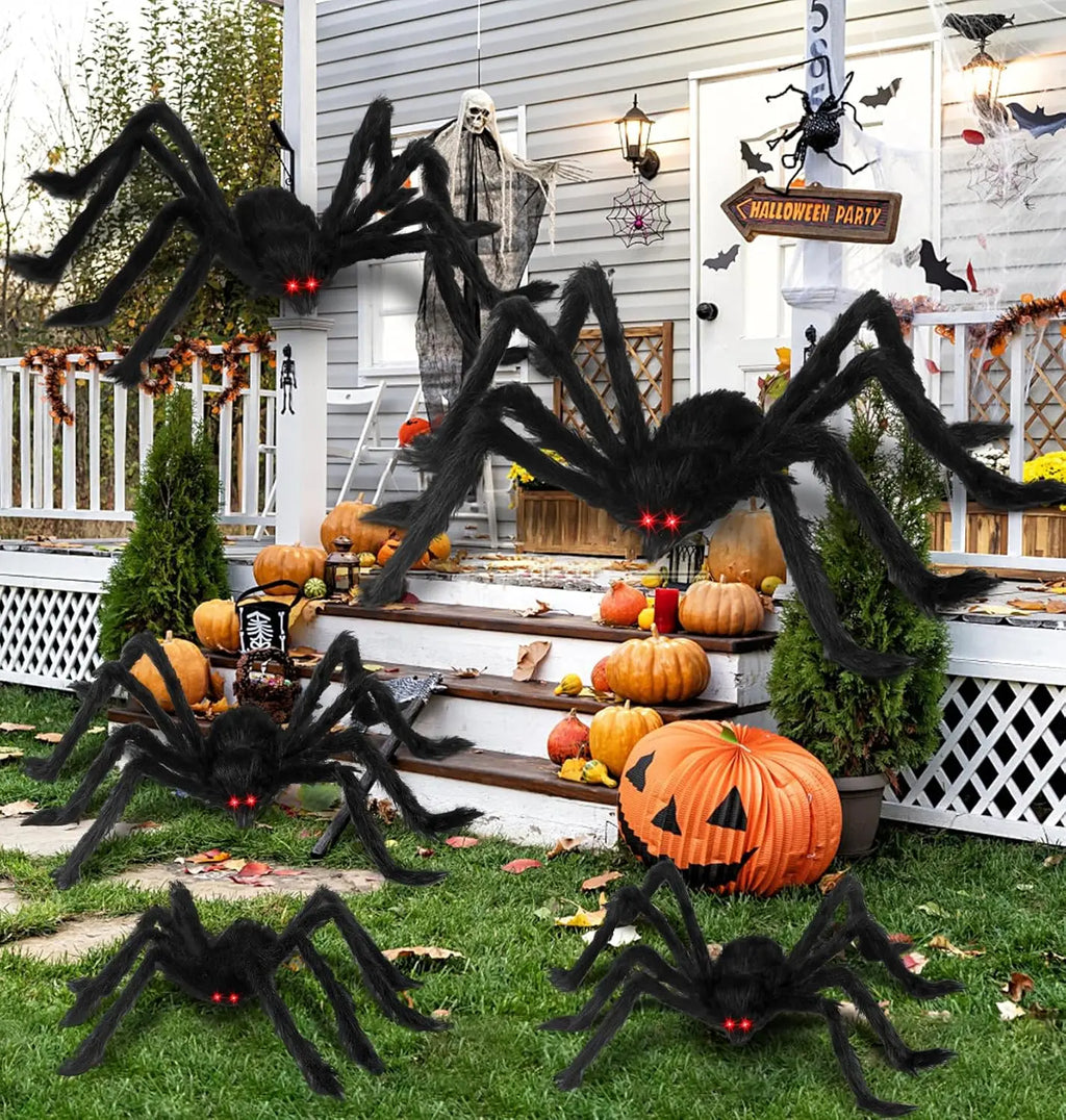 Giant Black Plush Spider Halloween Decoration