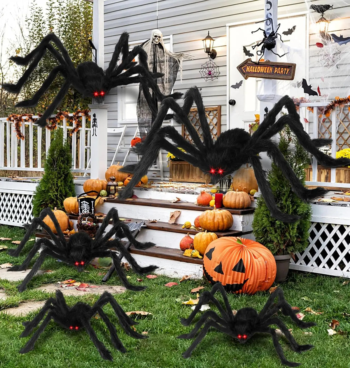 Giant Black Plush Spider Halloween Decoration