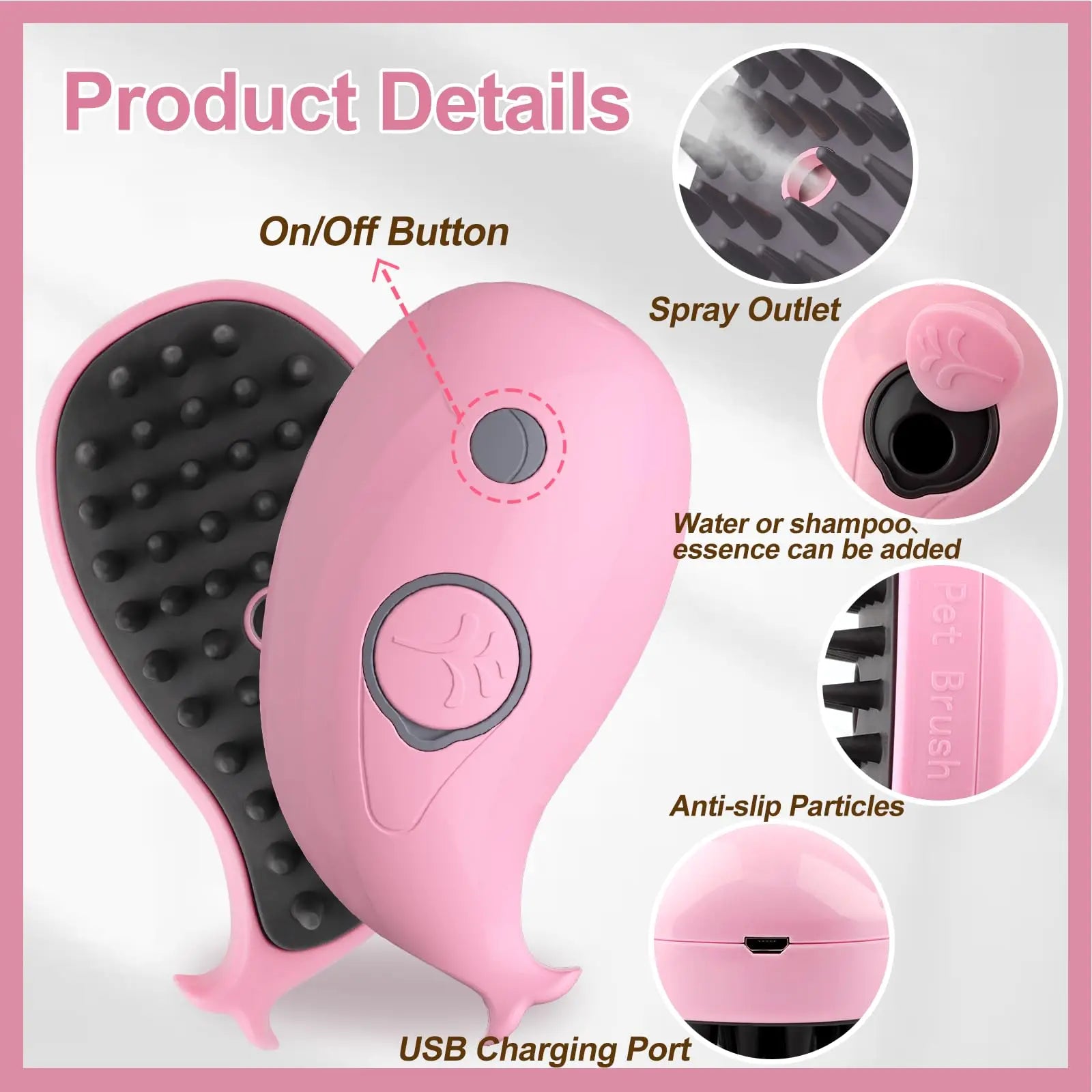 Cat Steam Brush 3 in 1 Pet Hair Grooming Tool Supply for Shedding With Soft Silicone Bristle Release Button for Short Hair Cats