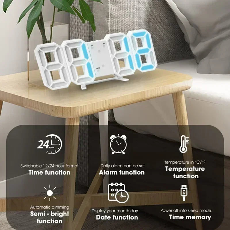 Purchase Products Clock 3D LED Digital Alarm Clock Wall